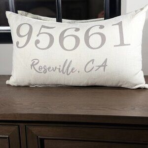 Custom 95661 Roseville CA Lumbar Pillow – Neutral Farmhouse Décor
